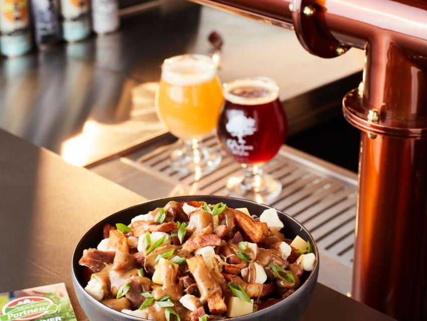 Poutine and beer from L'Esprit de clocher